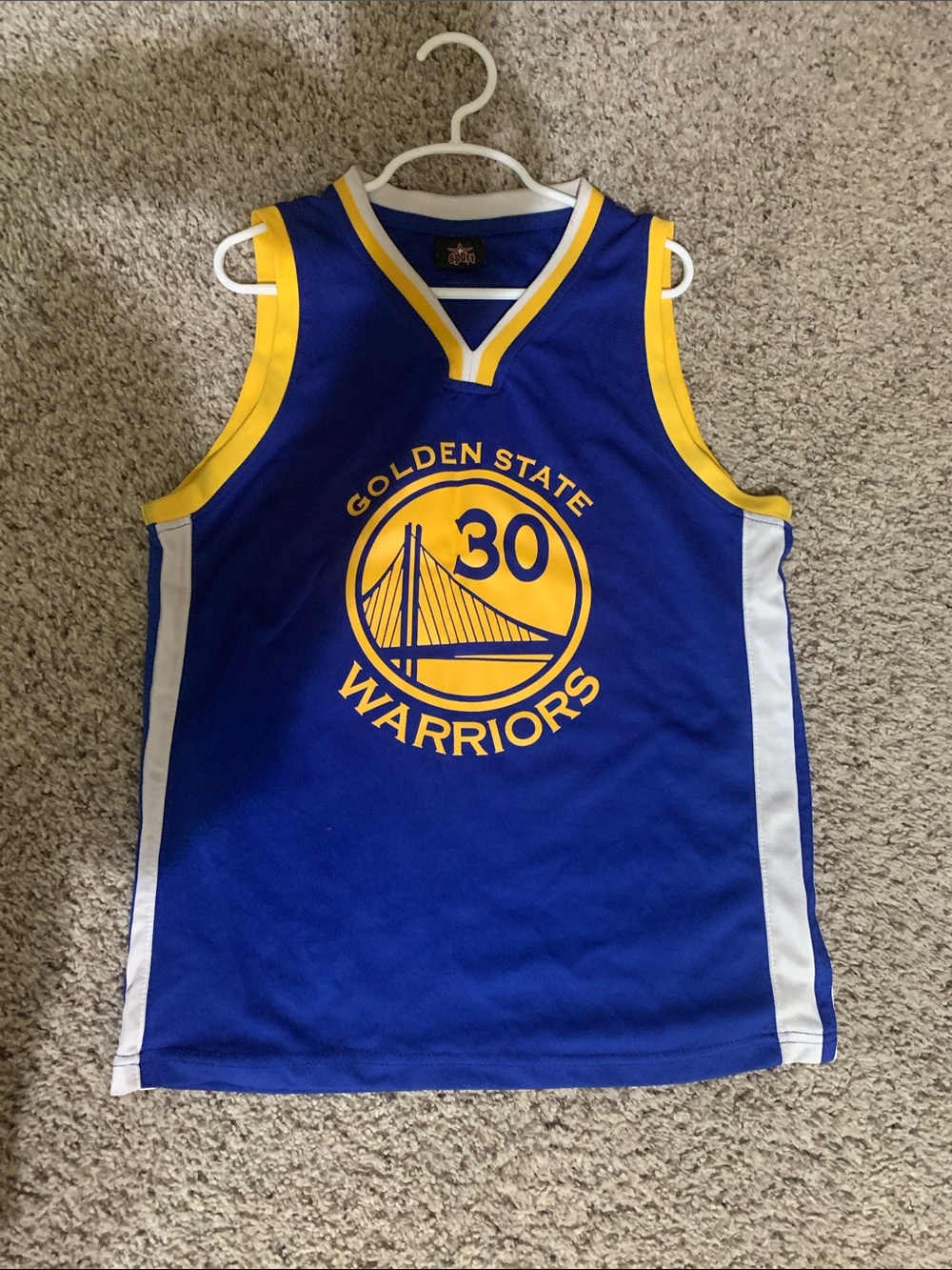Nike Kids Golden State Warriors Blue and Yellow Jersey (30)